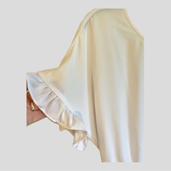 SUGAR LIPS, NWT, WHITE, OPEN BACK BLOUSE WITH GATHERED WAIST & TIE SASH. SIZE S - Picture 4 of 8